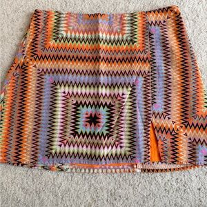 Urban Outfitters Multicolor Zigzag Mini Skirt